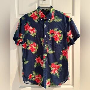 J. Crew Mens Medium Slim Fit Linen Cotton Button Shirt Floral Lightweight Modern